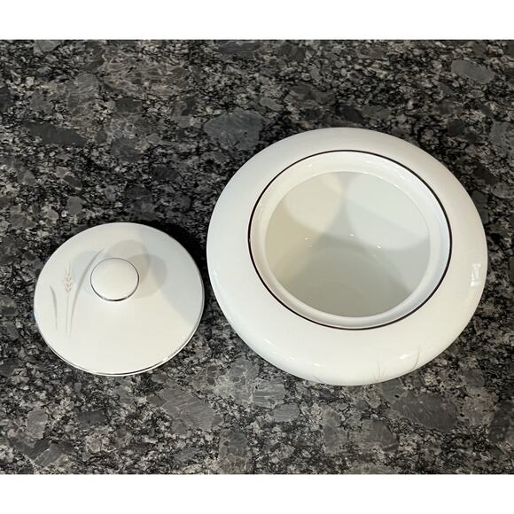 Vintage Platinum Wheat Lidded Sugar Bowl & Creamer Fine China of Japan - Picture 10 of 16